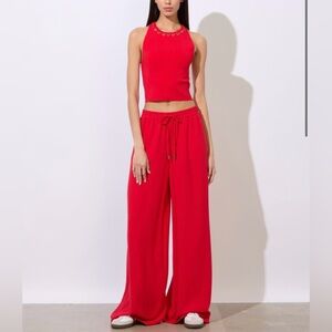Alice + Olivia Red Wide Leg pant color bright Ruby